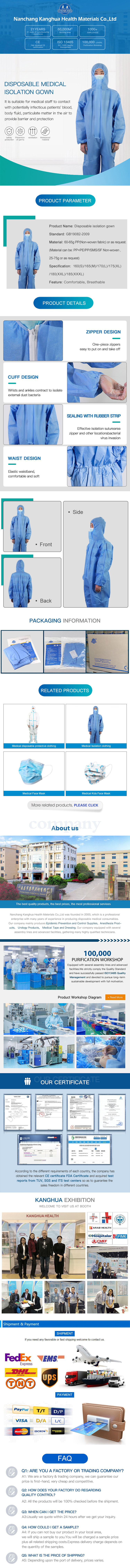 Disposable PP Non-Woven Isolation Gown